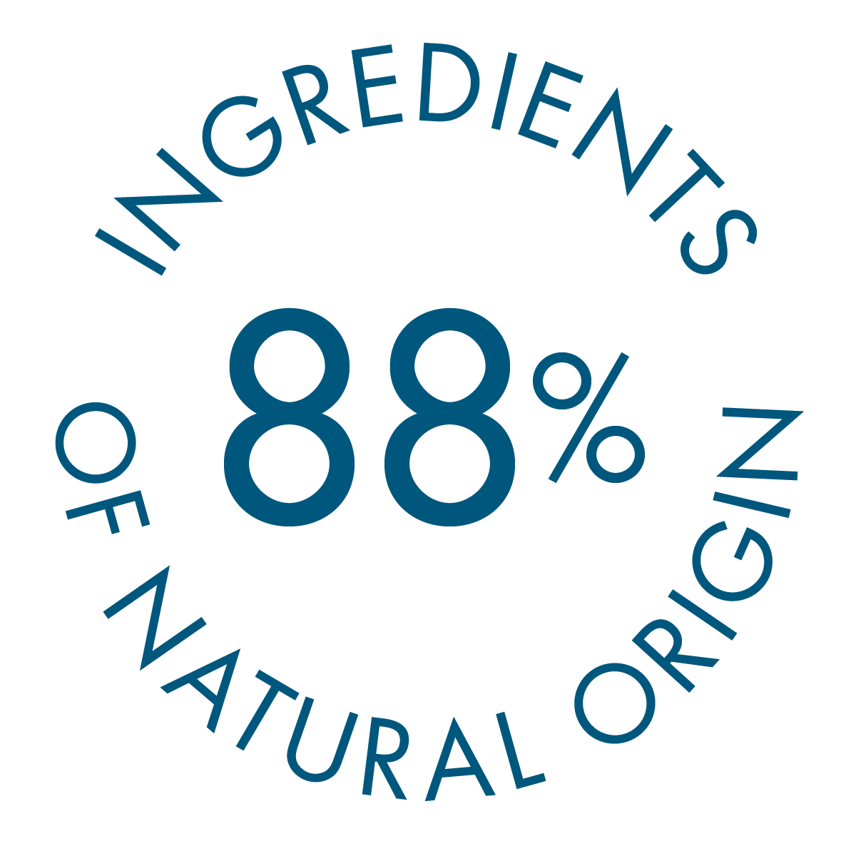 Logo Ingredienti 88% di origine naturale dal colore blu e bianco